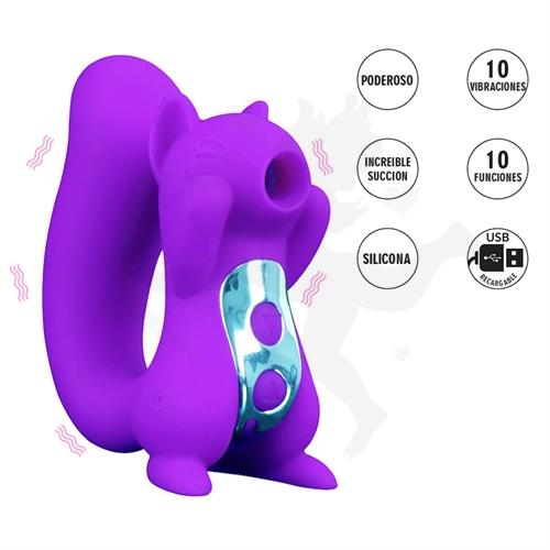 Ursa succionador de clitoris con forma de ardilla, vibracion y carga USB